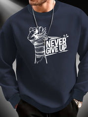 Pullover "Never Give Up" mit Faustmotiv