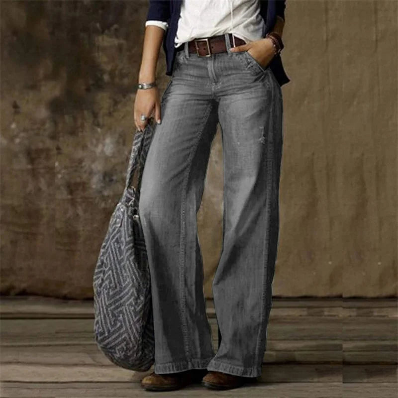 Damen High-Waist Wide-Leg Jeans – modische Jeanshose im Vintage-Stil