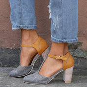 Damen Pumps mit Blockabsatz und Knöchelriemen – Elegant und komfortabel mit Komforteinlegesohle