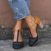 Damen Pumps mit Blockabsatz und Knöchelriemen – Elegant und komfortabel mit Komforteinlegesohle