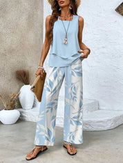 Damen Sommer-Set – ärmellose Bluse und Weithose