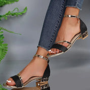 Damen Sandalen mit niedrigem Absatz und Knöchelriemen