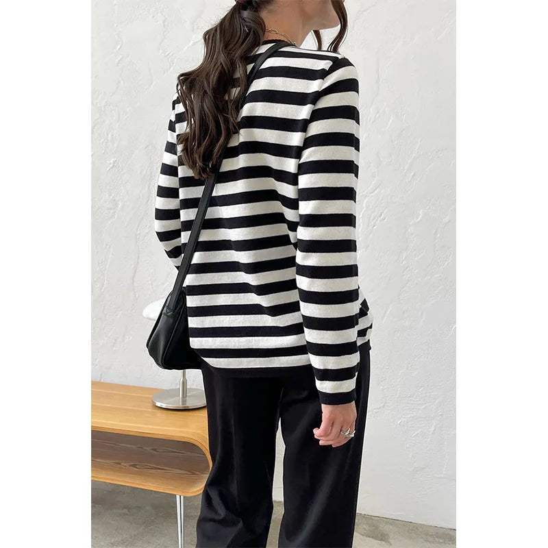 Damen Oversize Streifenbluse mit langen Ärmeln