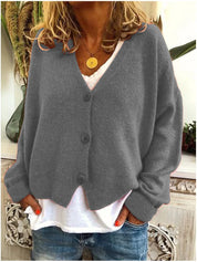 Damen Strickjacke mit V-Ausschnitt – leichter, weicher Cardigan