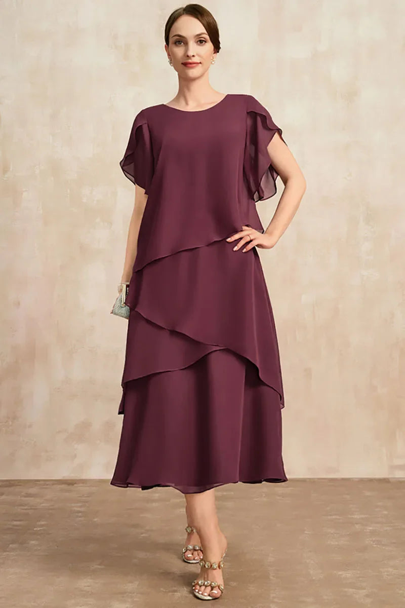 Damen Midi-Kleid aus Chiffon mit Rüschen