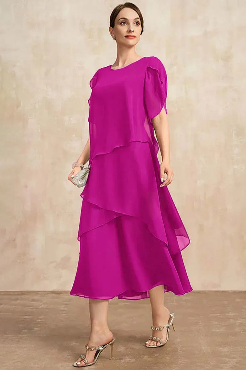 Damen Midi-Kleid aus Chiffon mit Rüschen