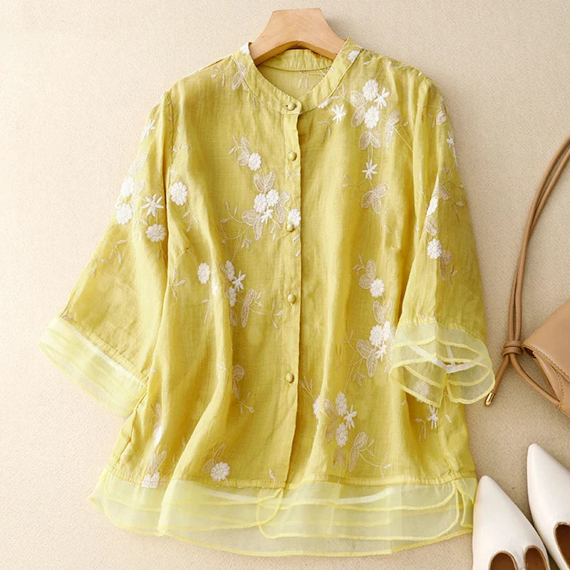 Damen Bluse mit Stickerei – leicht, luftig und elegant