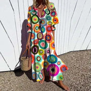 Damen Boho Maxikleid mit Print – leicht und luftig