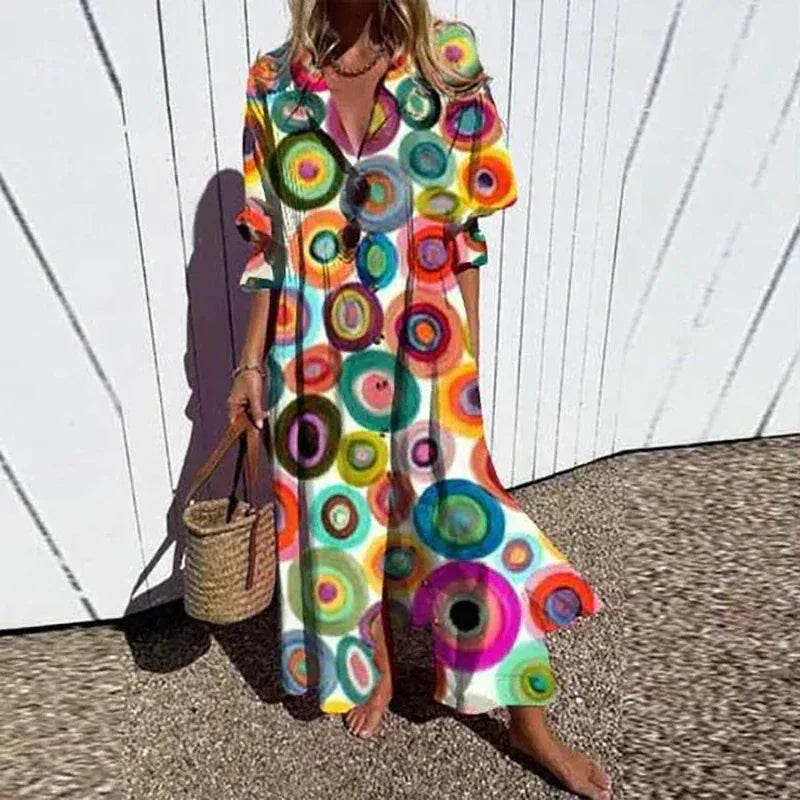 Damen Boho Maxikleid mit Print – leicht und luftig