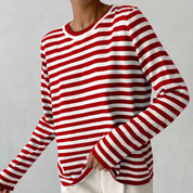 Damen Oversize Streifenbluse mit langen Ärmeln