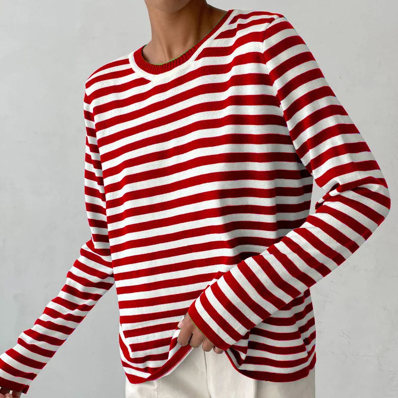 Damen Oversize Streifenbluse mit langen Ärmeln