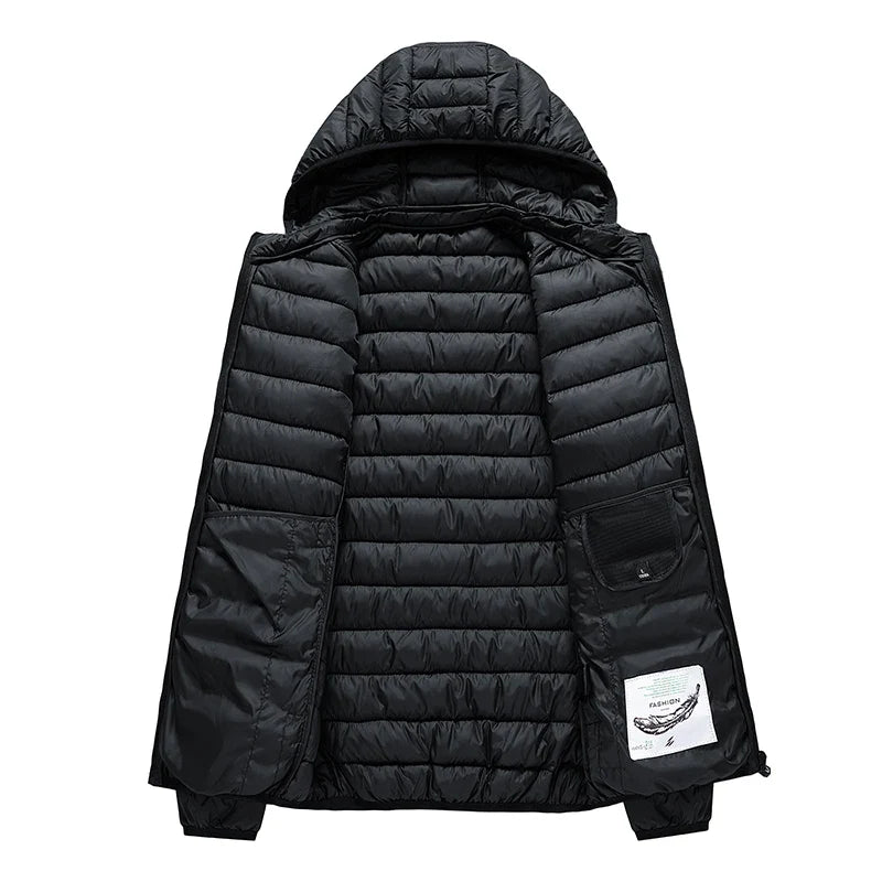 Herren Winter-Daunenjacke, leichte Steppjacke mit Kapuze