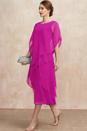 Damen Midi-Kleid aus Chiffon mit Rüschen