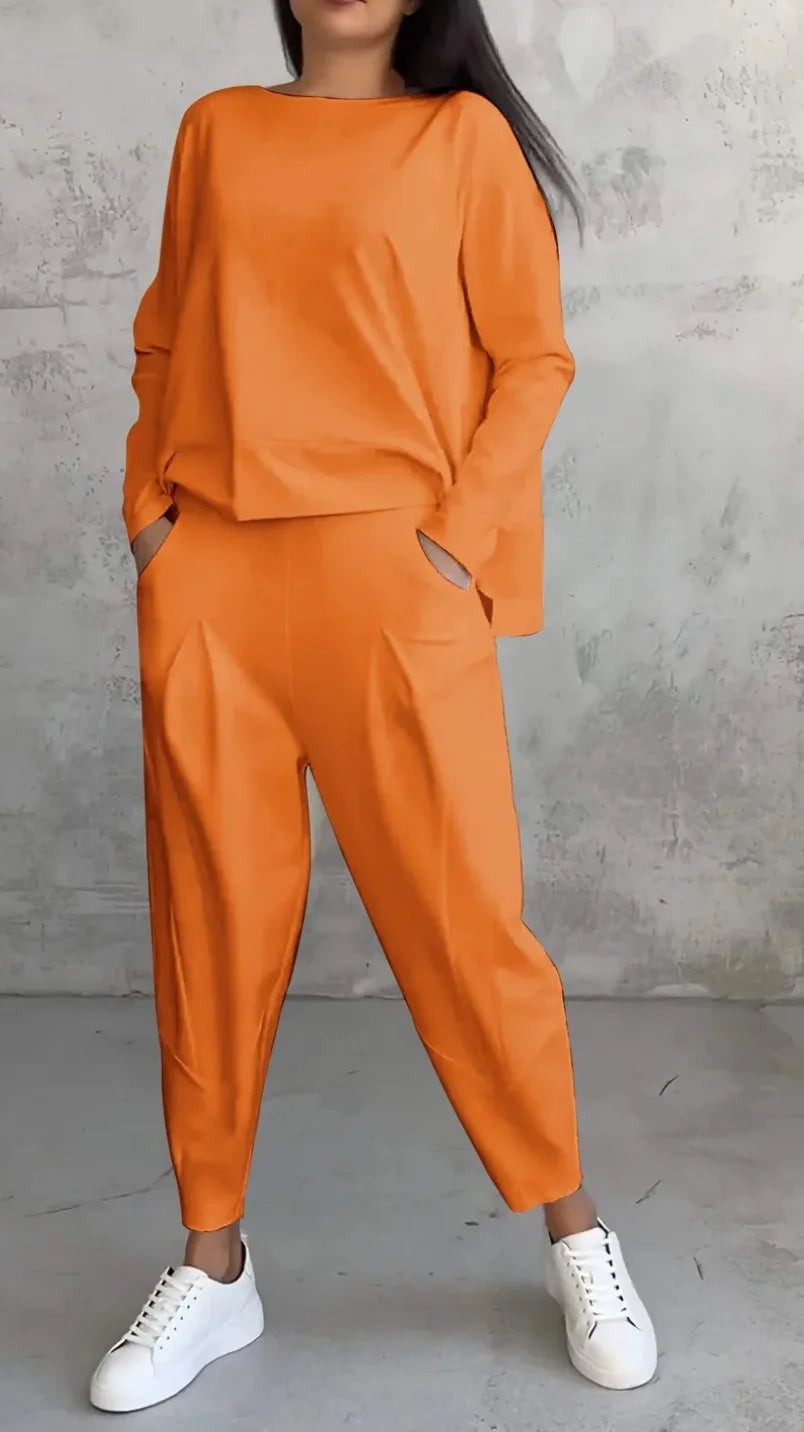 Damen Jogginganzug 2-teilig – Lässiges Set aus Sweatshirt und Hose