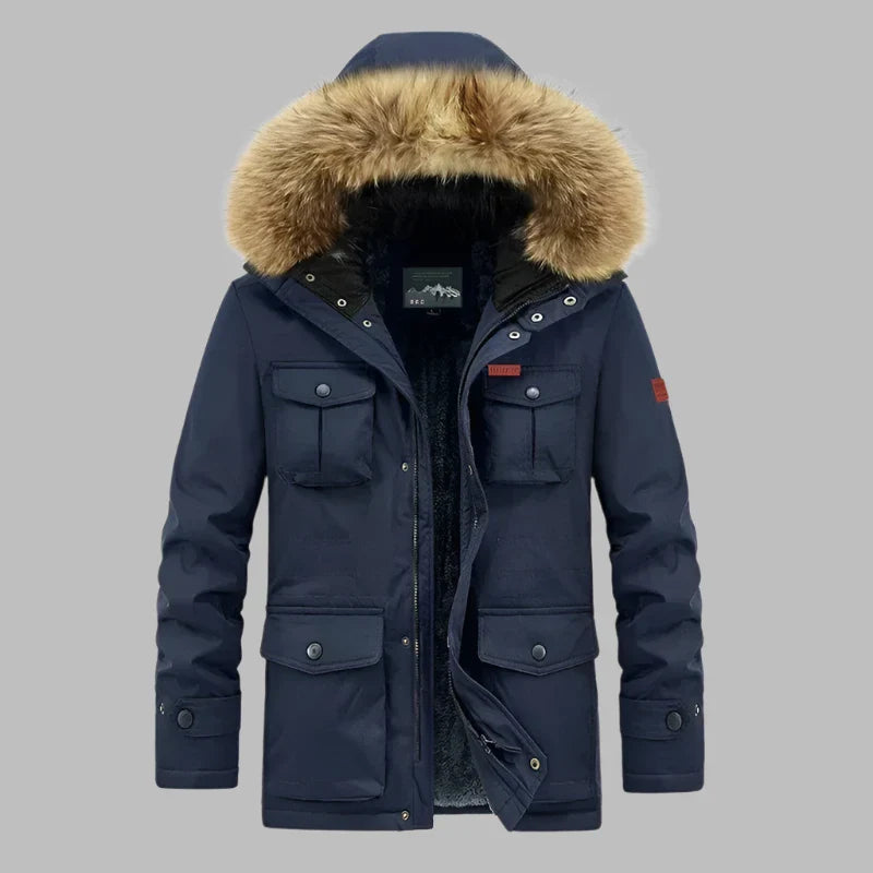 Herren-Winterparka mit Fellkapuze