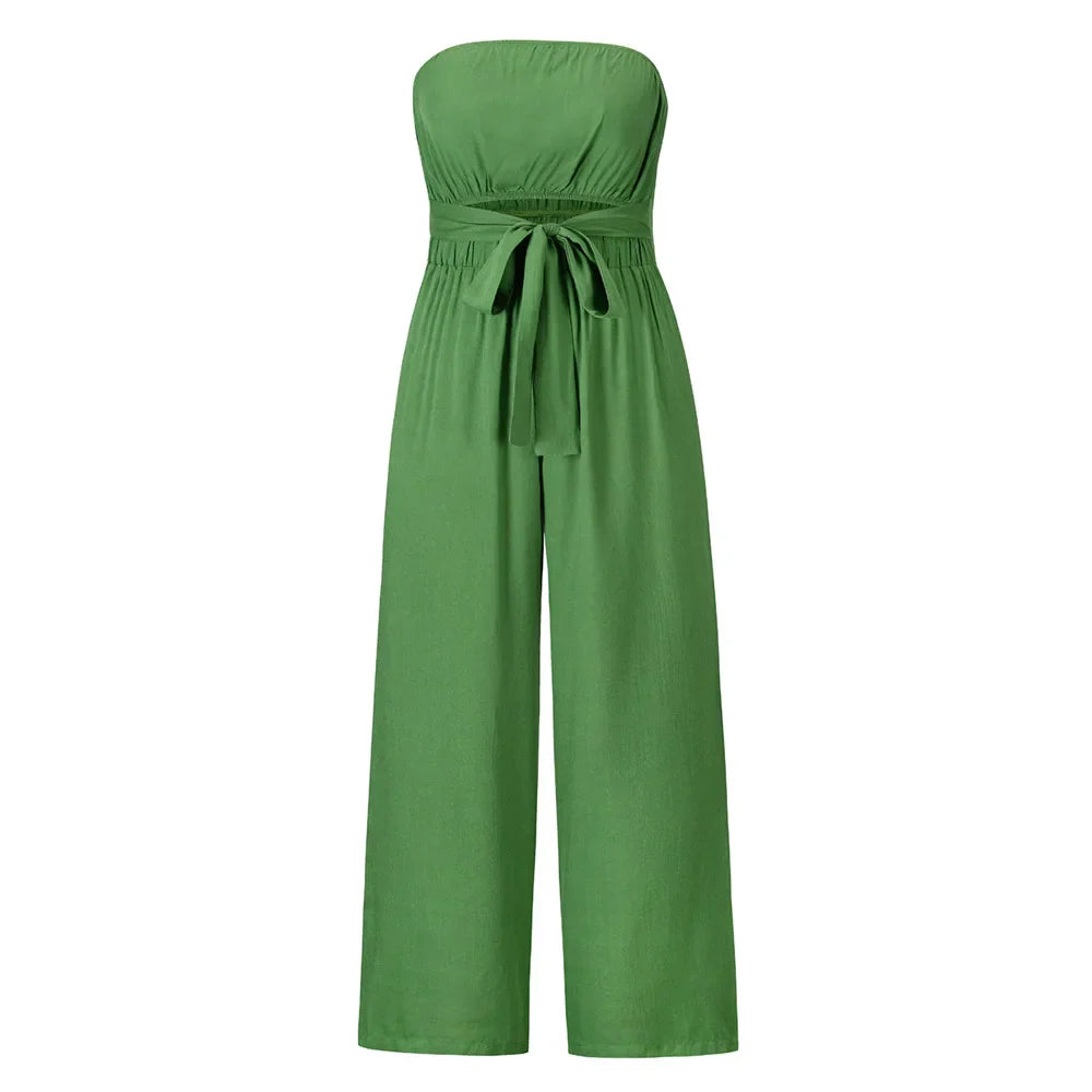 Damen Trägerloser Jumpsuit mit weiten Beinen