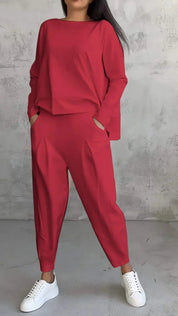 Damen Jogginganzug 2-teilig – Lässiges Set aus Sweatshirt und Hose