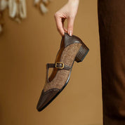 Damen T-Strap Ballerinas – Elegante Retro-Ballerinas mit niedrigem Absatz