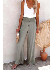 Damen Highwaist-Hose mit weitem Bein und elastischem Bund