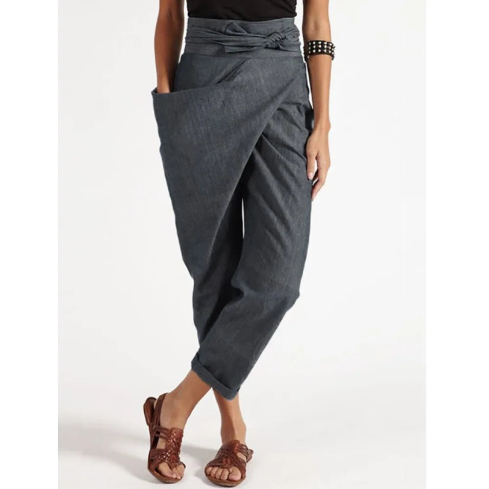 Damen Wickelhose mit hohem Bund