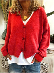Damen Strickjacke mit V-Ausschnitt – leichter, weicher Cardigan