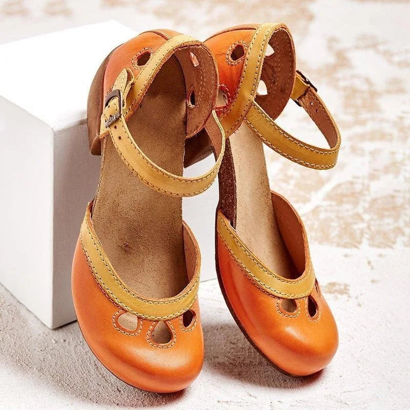 Damen Orthopädische Sandalen mit Absatz – Komfortschuhe mit Riemen und Fußgewölbeunterstützung