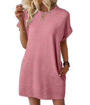Damen Minikleid mit Taschen und kurzem Arm – lässiges Sommerkleid in Loose Fit