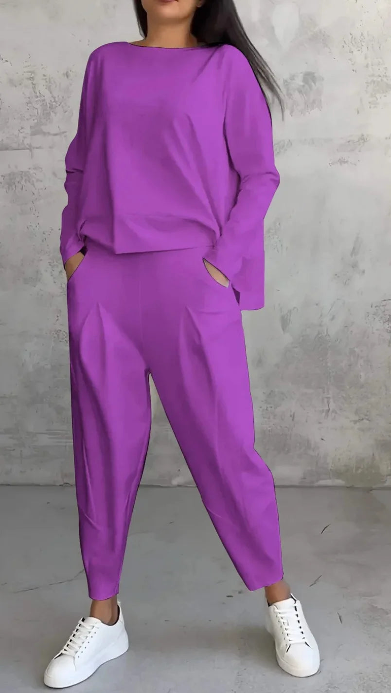 Damen Jogginganzug 2-teilig – Lässiges Set aus Sweatshirt und Hose