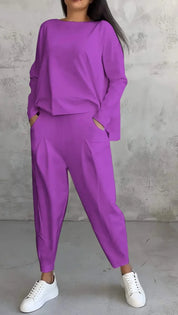 Damen Jogginganzug 2-teilig – Lässiges Set aus Sweatshirt und Hose