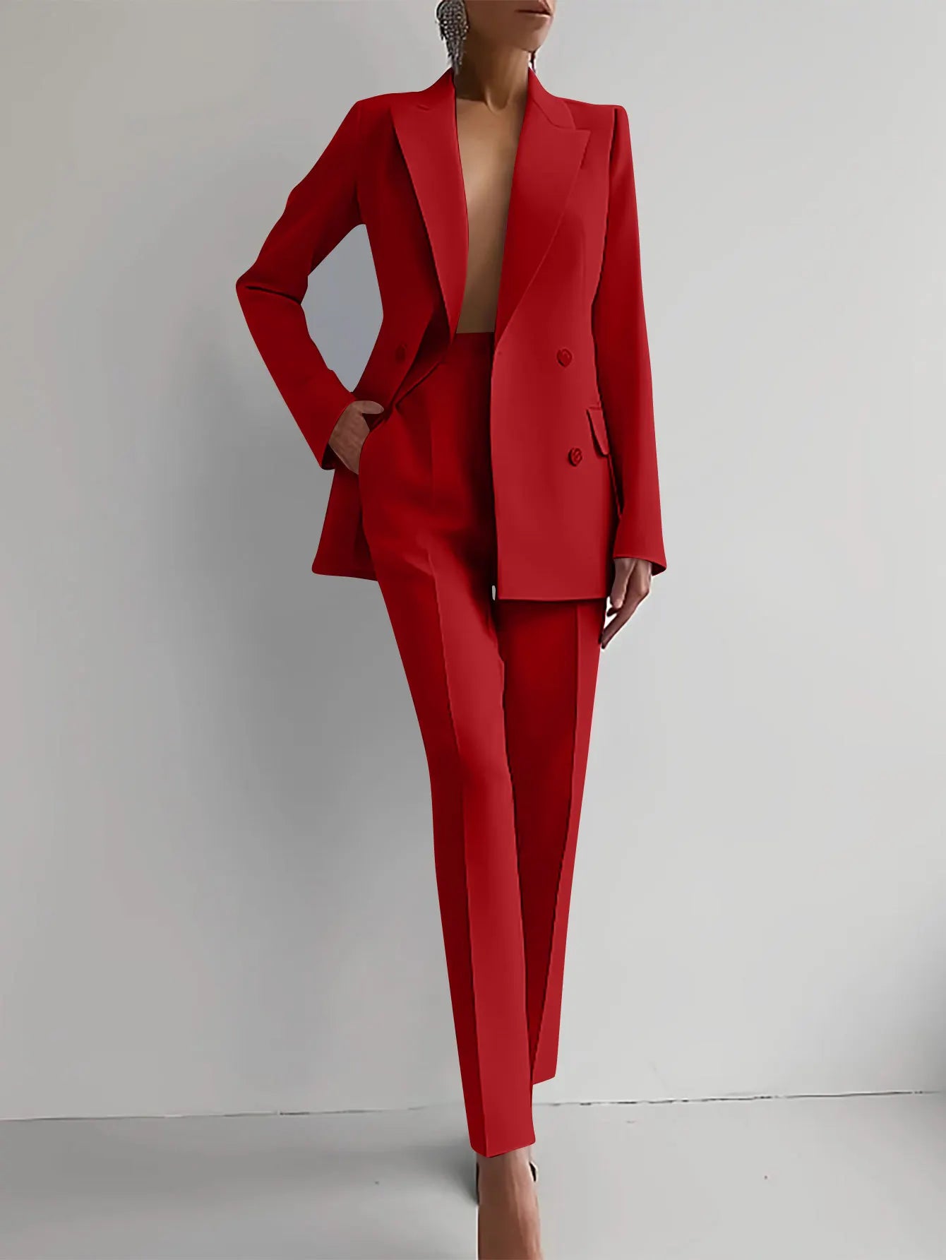 Damen Hosenanzug Zweiteilig – Taillierter Blazer und Anzughose