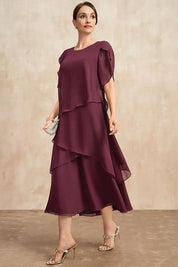 Damen Midi-Kleid aus Chiffon mit Rüschen