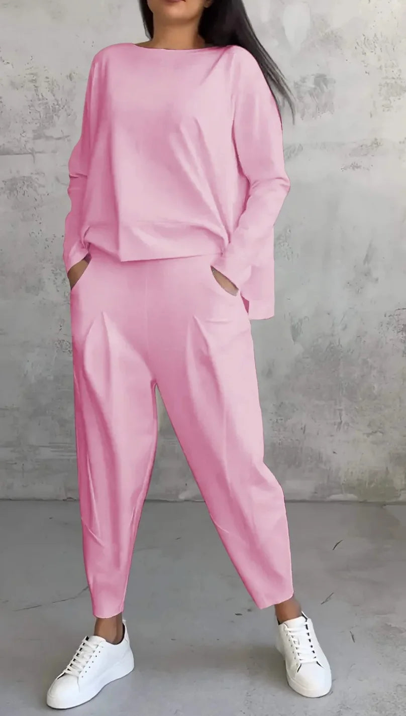 Damen Jogginganzug 2-teilig – Lässiges Set aus Sweatshirt und Hose