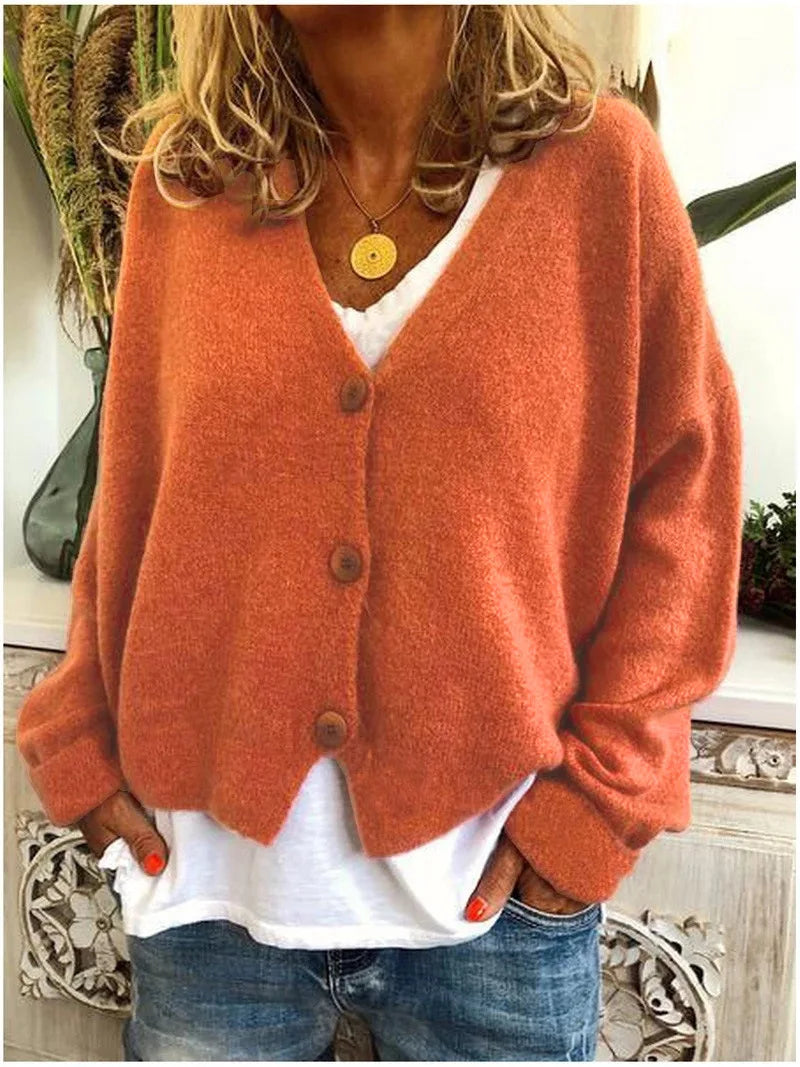 Damen Strickjacke mit V-Ausschnitt – leichter, weicher Cardigan