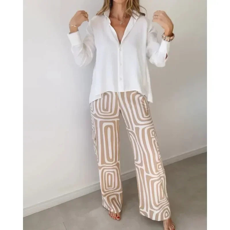 Elegantes Damen-Set: Bluse und weite Hose – leichtes Sommeroutfit