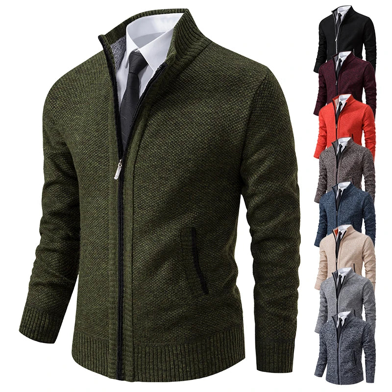 Herren-Strickjacke mit Reißverschluss und Kragen