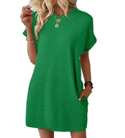 Damen Minikleid mit Taschen und kurzem Arm – lässiges Sommerkleid in Loose Fit