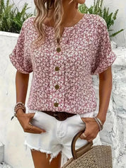 Damen Bluse mit Knöpfen und lockerem Schnitt