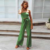 Damen Trägerloser Jumpsuit mit weiten Beinen