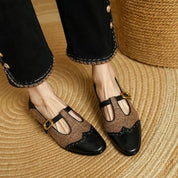 Damen T-Strap Ballerinas – Elegante Retro-Ballerinas mit niedrigem Absatz