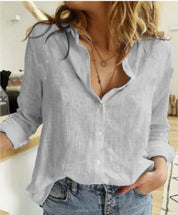 Damen Bluse mit Knöpfen – Lockere Langarmbluse