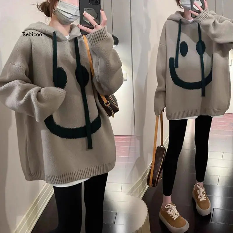 Damen Oversize Hoodie mit Smiley