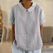 Damen Bluse mit Peter-Pan-Kragen und kurzen Ärmeln