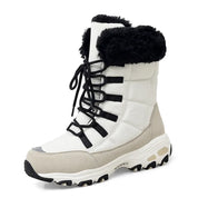 Damen-Hochschaft-Winterschuhe mit Fütterung und Fellkragen