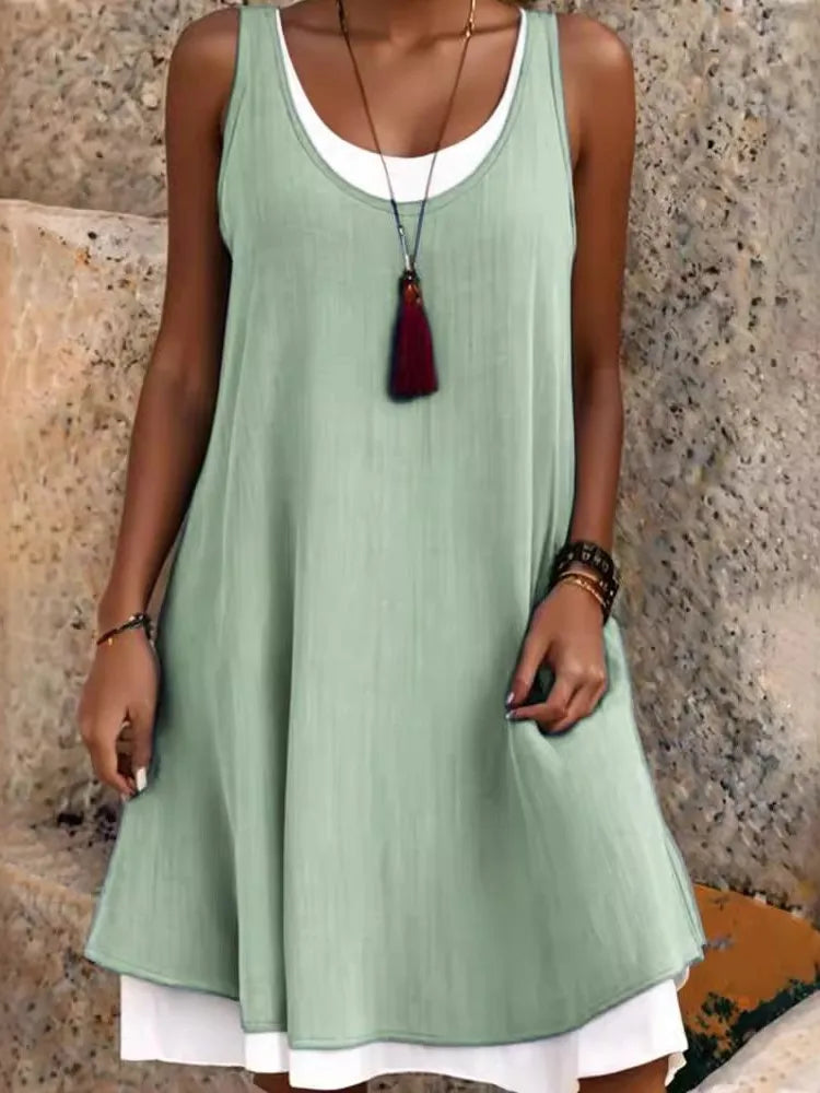Damen Sommerkleid ohne Ärmel – leichtes A-Linien-Kleid in luftigem Schnitt