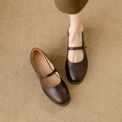 Damen Mary Jane Ballerinas mit Riemchen und niedrigem Absatz