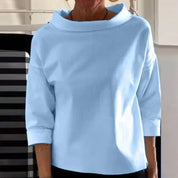 Damen Bluse mit Bootsausschnitt und 3/4-Ärmel – elegante lockere Casual-Bluse