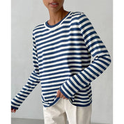 Damen Oversize Streifenbluse mit langen Ärmeln