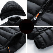 Herren Winter-Daunenjacke, leichte Steppjacke mit Kapuze