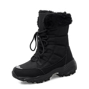 Damen-Hochschaft-Winterschuhe mit Fütterung und Fellkragen