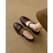 Damen Mary Jane Ballerinas mit Riemchen und niedrigem Absatz